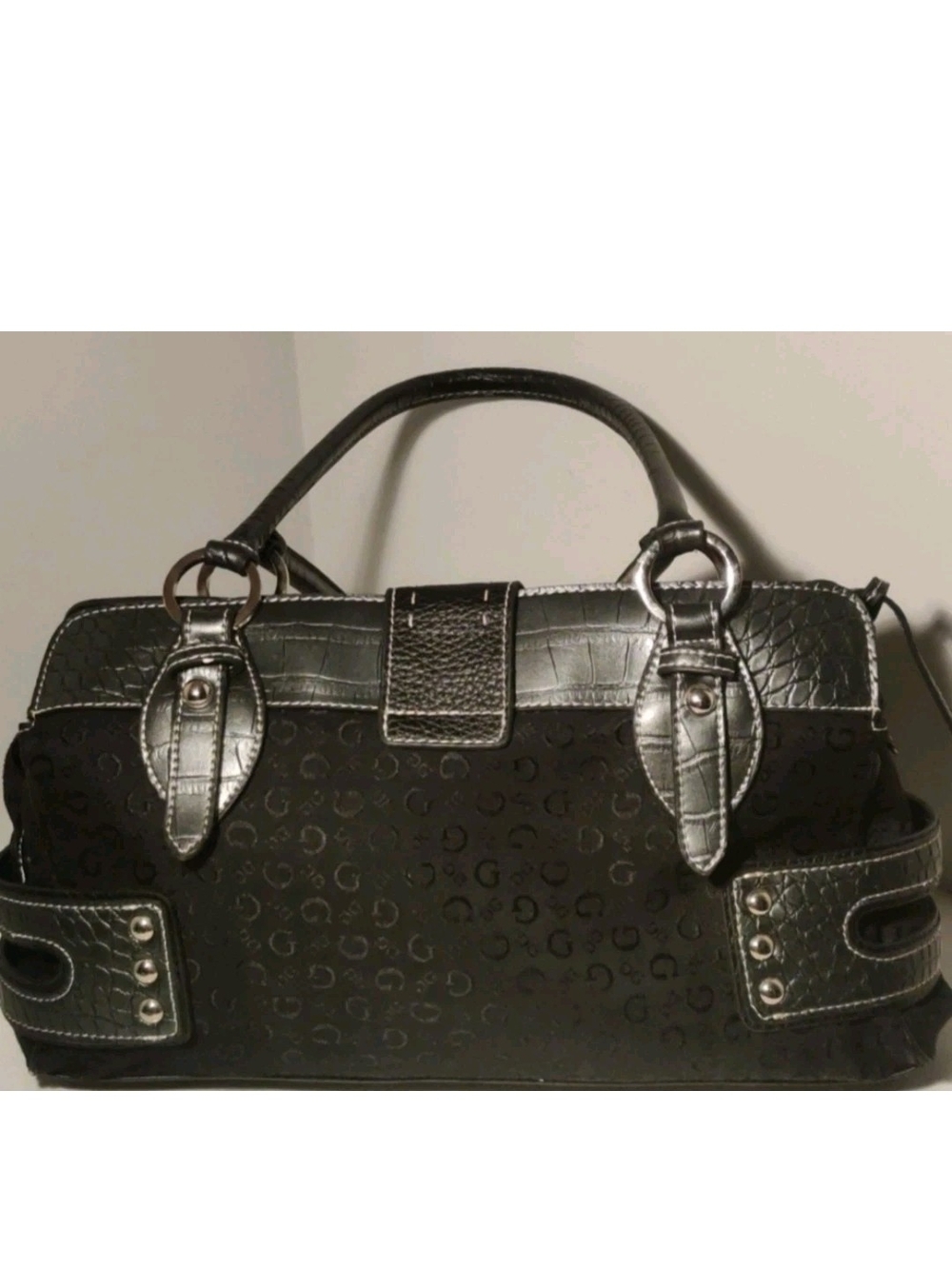 Authentic Guess Womens Black Logo Cloth Bag
